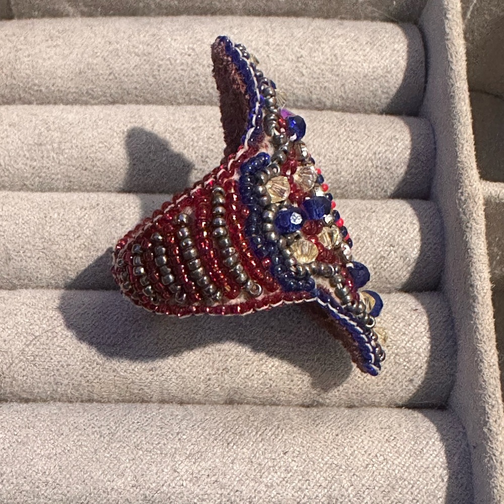 Elegant Multicolor Beaded Statement Ring - image 3